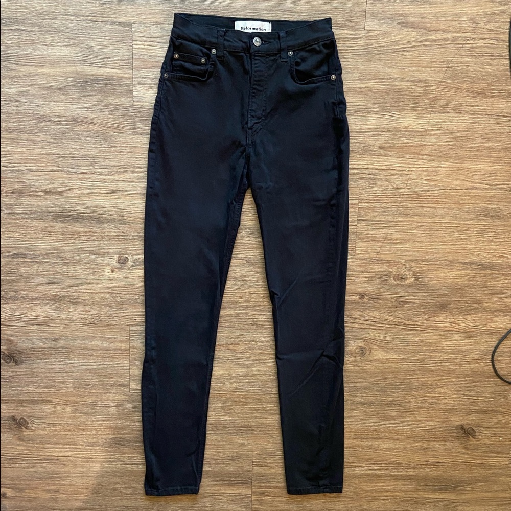 Reformation High and Skinny Jeans Black
